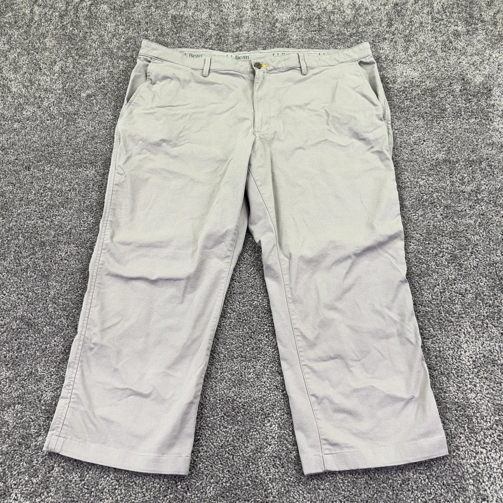 L.L. Bean Pants Mens 44x29 Gray Classic Fit Chino Stretch Casual City Pockets